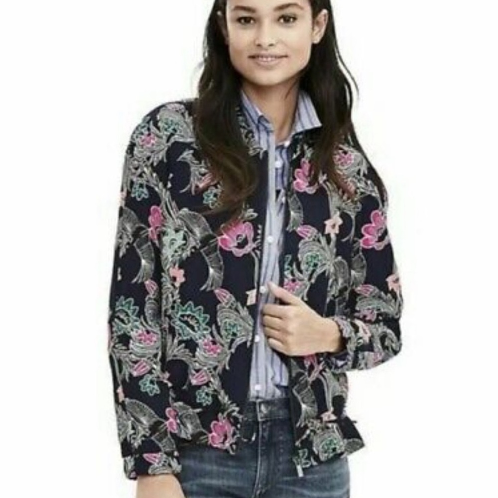 Banana Republic Floral Print Bomber Jacket Size XSP